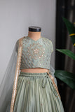 Green Heavy Mirror Ghagra