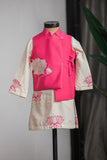 Lotus Embroidered Jacket With Kurta Pajaman