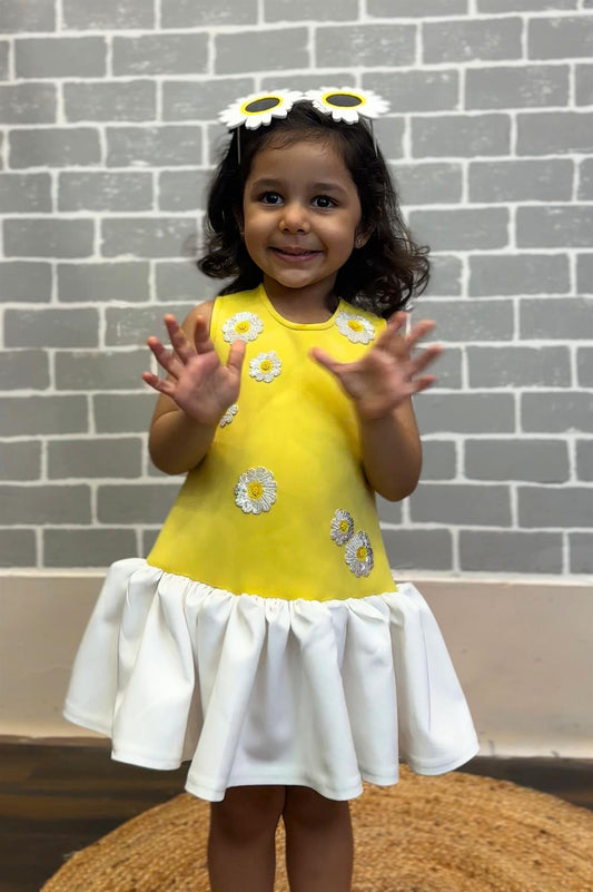 Yellow White Sequence Dress