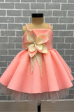 Peach Dress with 3d Flower