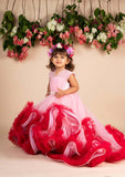 Pink Wine Train Ruffled Gown