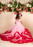 Pink Wine Train Ruffled Gown