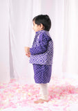 Purple Bandhej Nehru Kurta Set