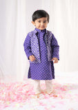 Purple Bandhej Nehru Kurta Set