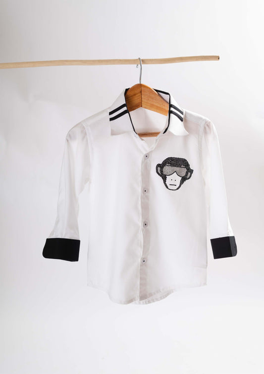 White and Black DJ Monkey Shirt