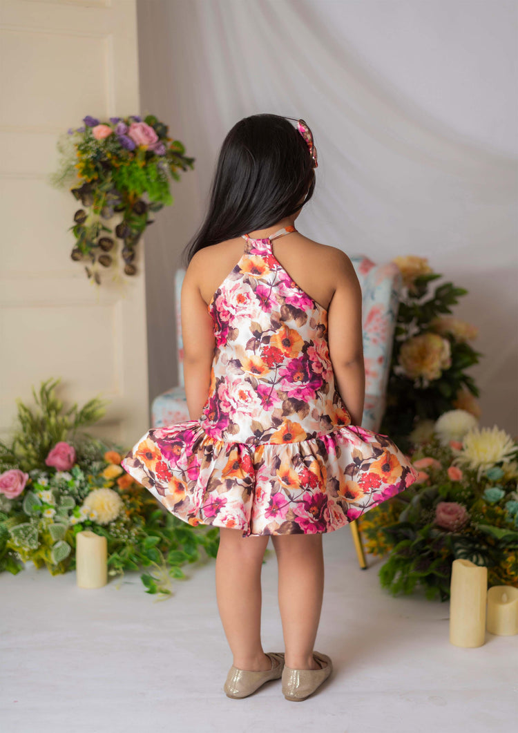 Halter Neck Floral Printed Dress