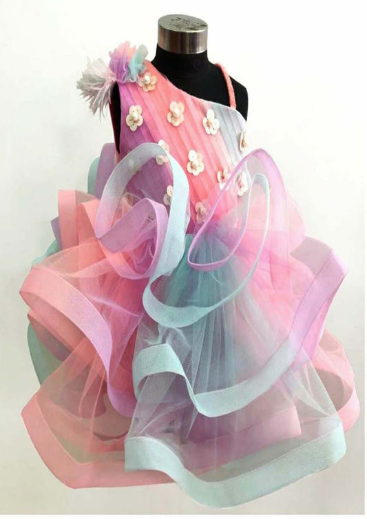 MultiColour Unicorn Ruffle Dress