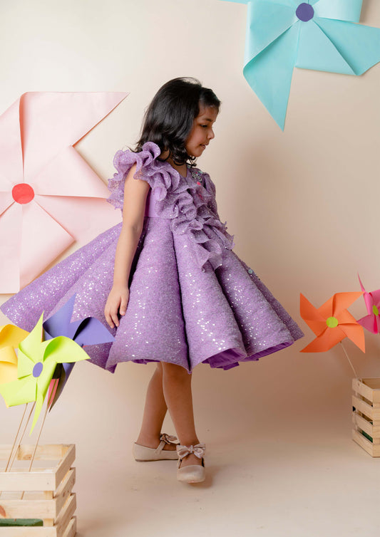 Purple Sequins Couture Dress