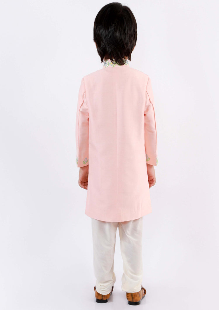 Pink Embroidered Achkan