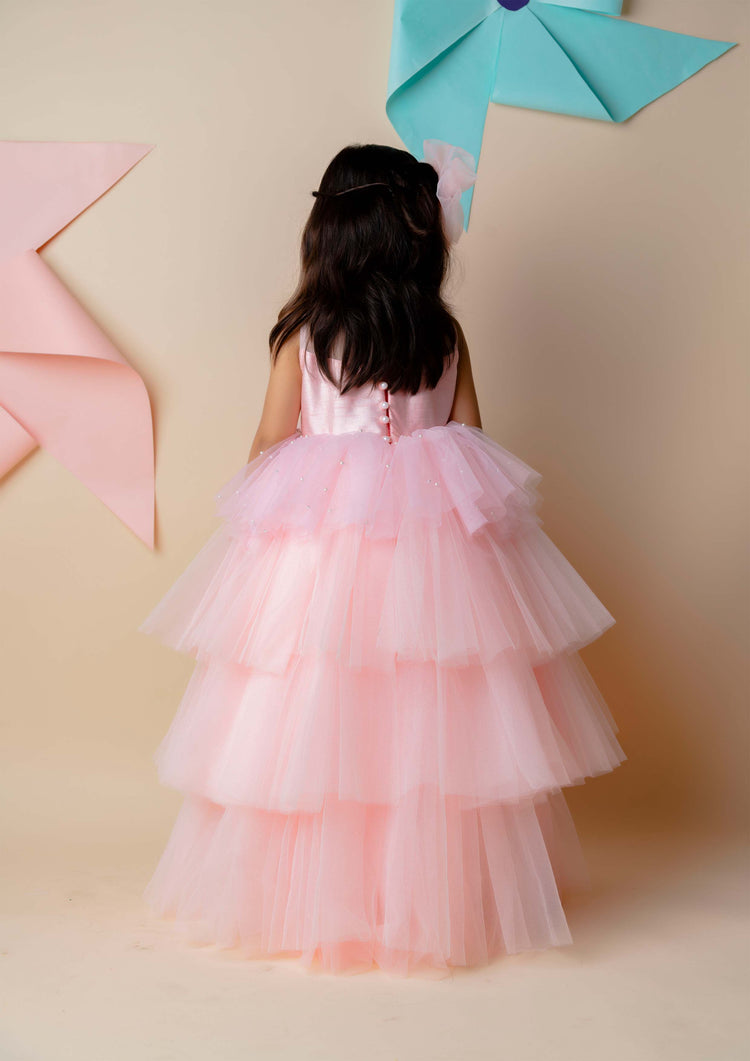 Pink Butterfly High Low Gown