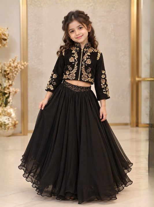 The 2 in 1 Black Ghagra Set