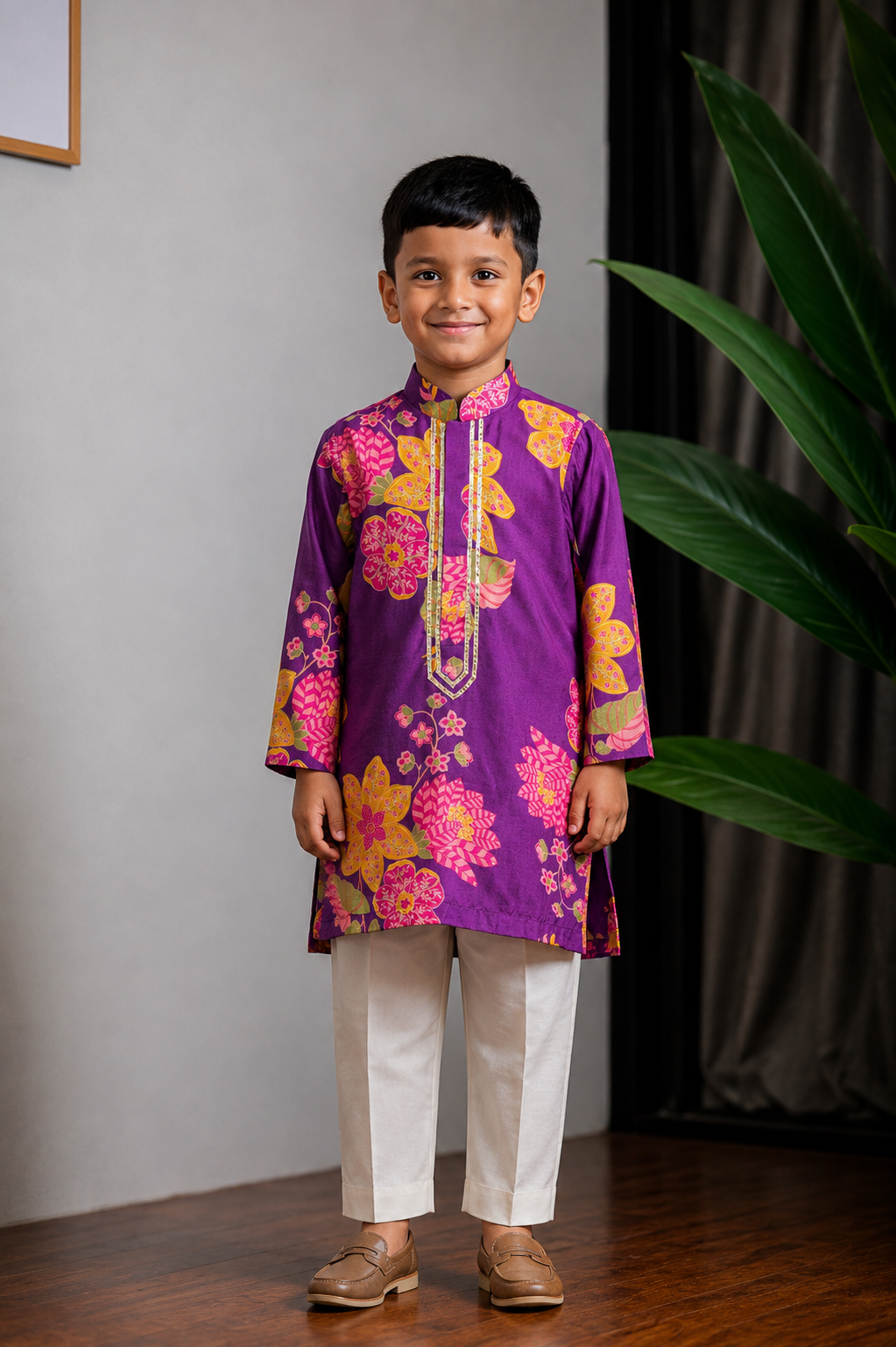 Purple Printed Lampi Kurta