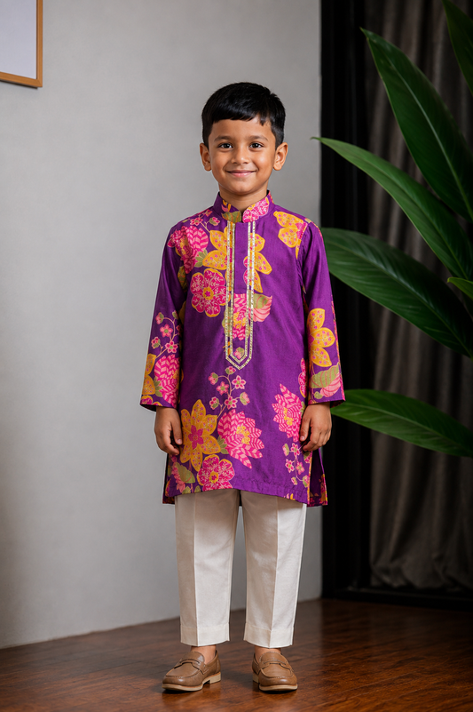 Purple Printed Lampi Kurta