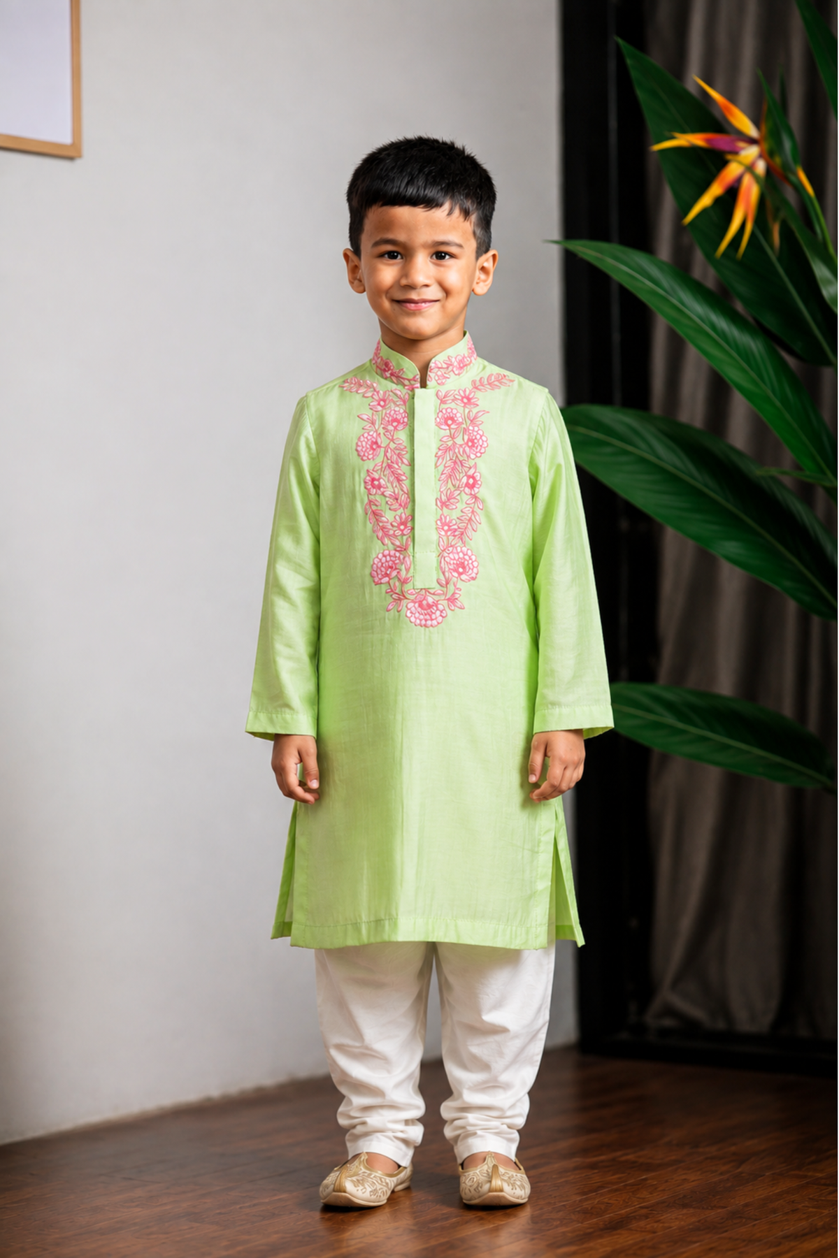 Green Thread Embroidered Kurta