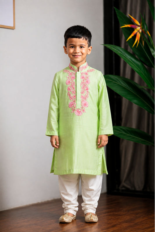 Green Thread Embroidered Kurta