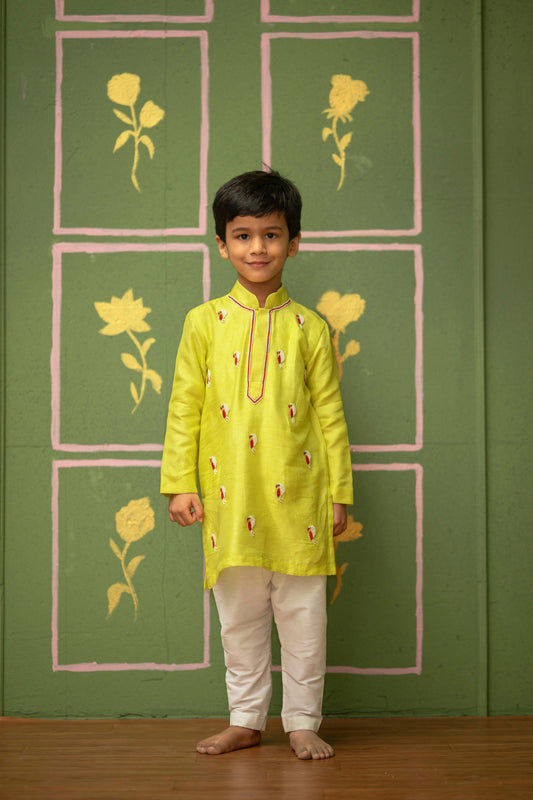Yellow Bird Embroidered Kurta Set