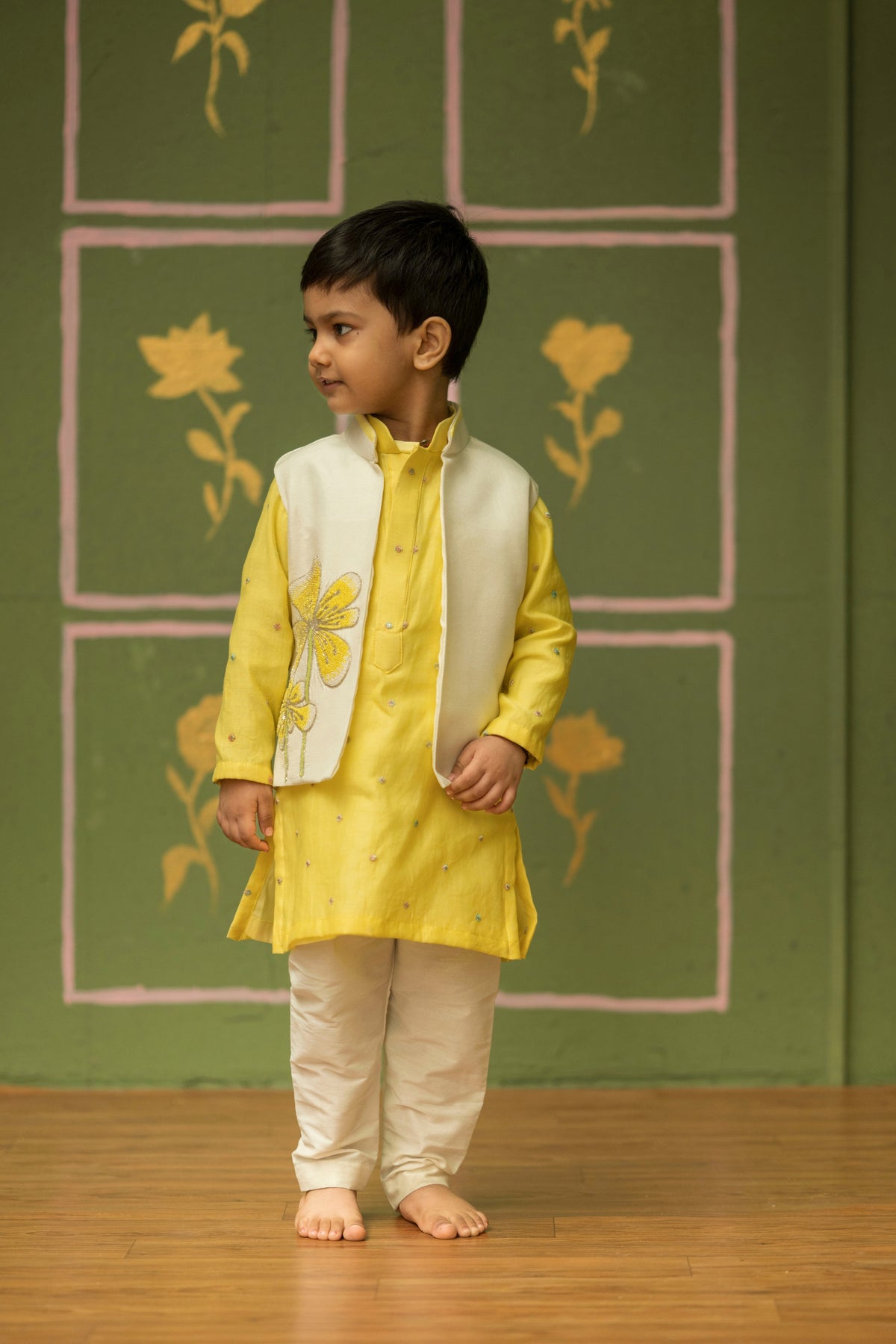Sequins Flower Nehru Set