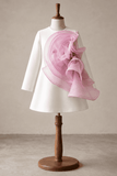 White Lilac Beautiful Draped Ruffles Dress