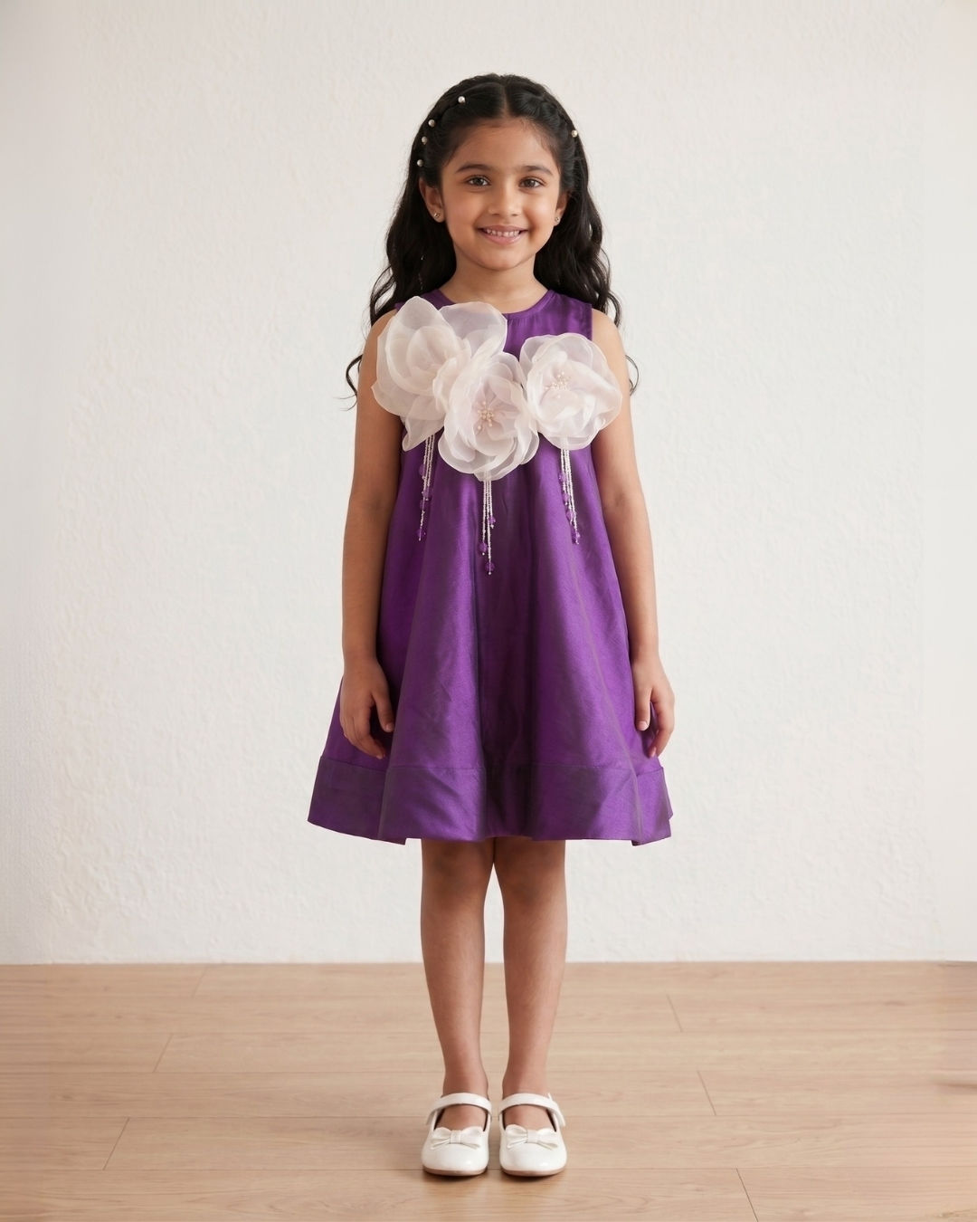 Organza Flower Dress with Tassels
