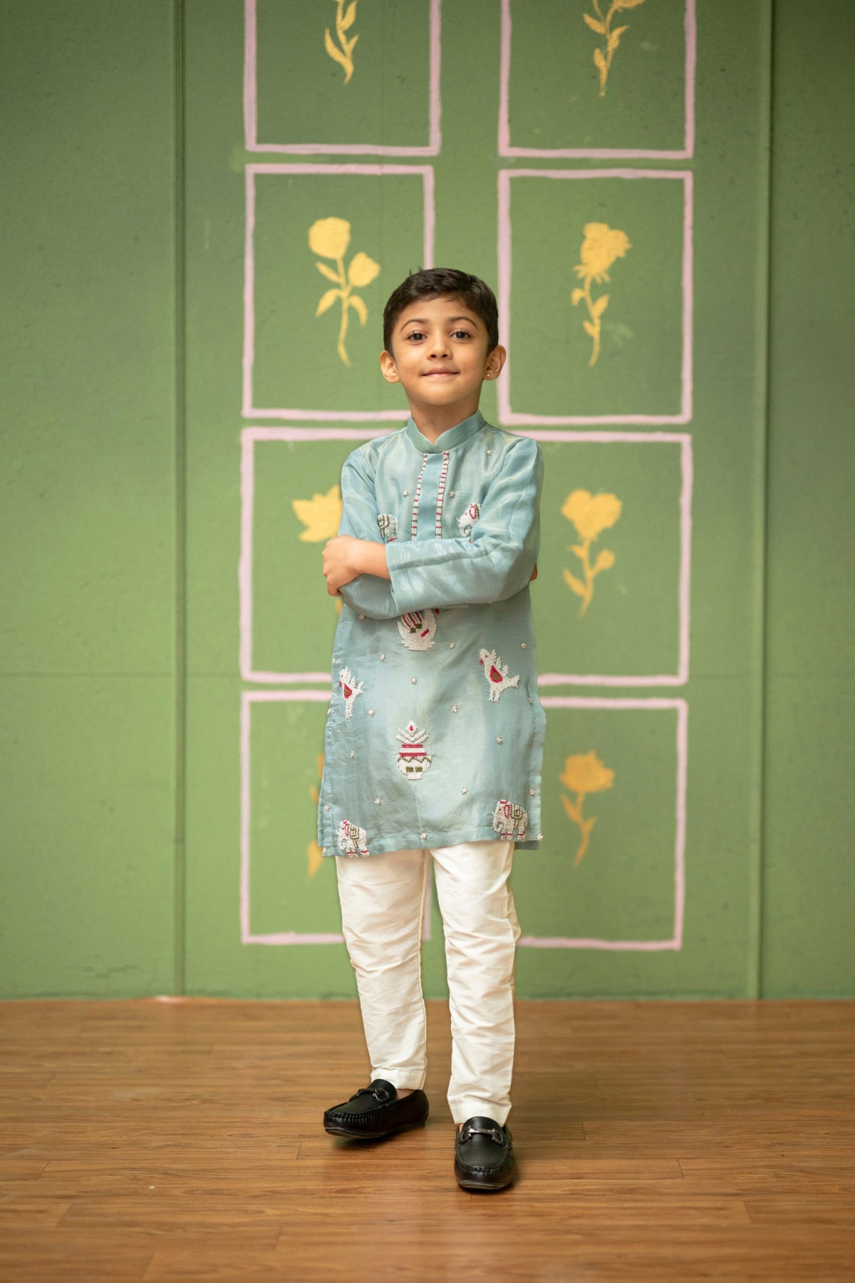Blue Patola Embroidered Kurta Set