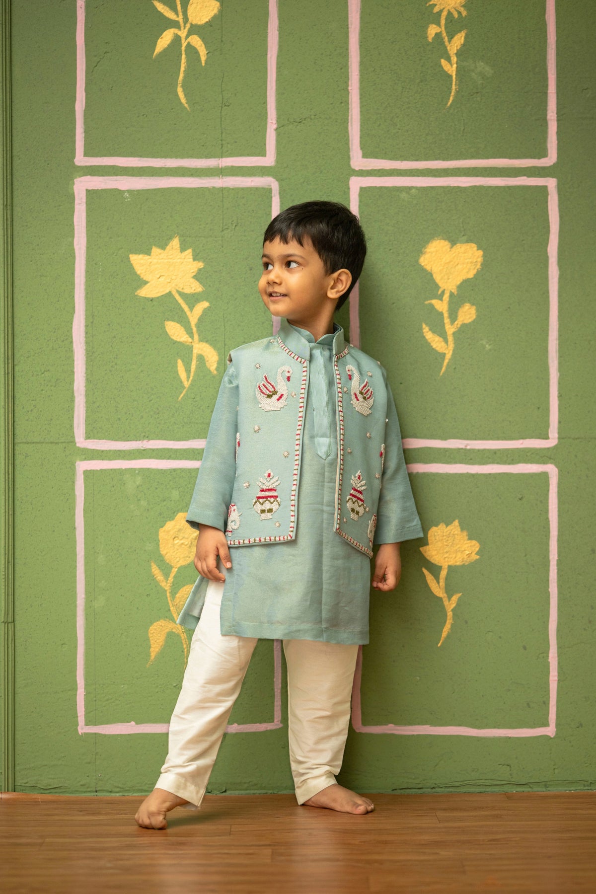 Blue Patola Embroidered Nehru Set