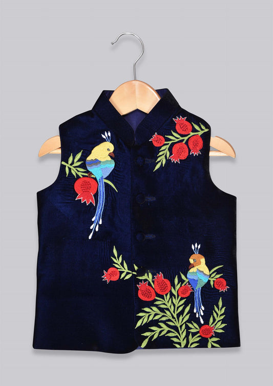 Velvet Bird Embroidered Nehru