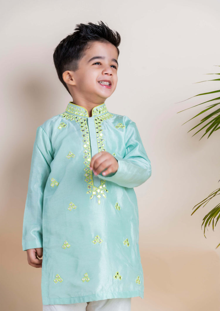 Blue Mirror Kurta Churidar