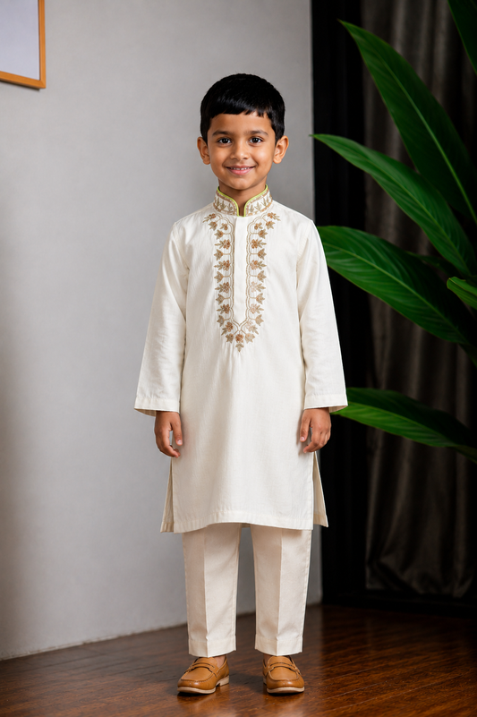 White Tulip Hand Embroidered Kurta Set