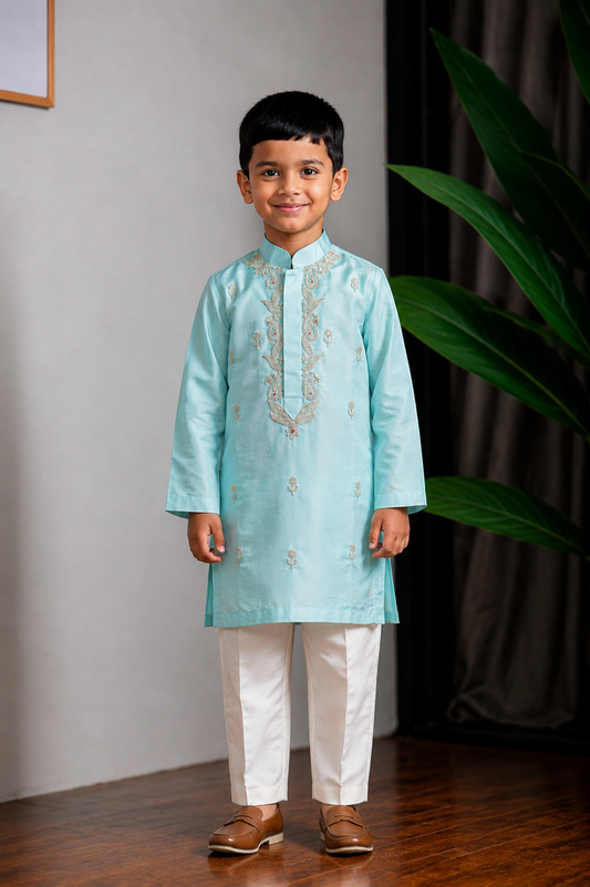 Blue Shimmer Dori Kurta