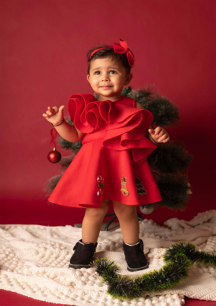 Christmas Ruffle Dress