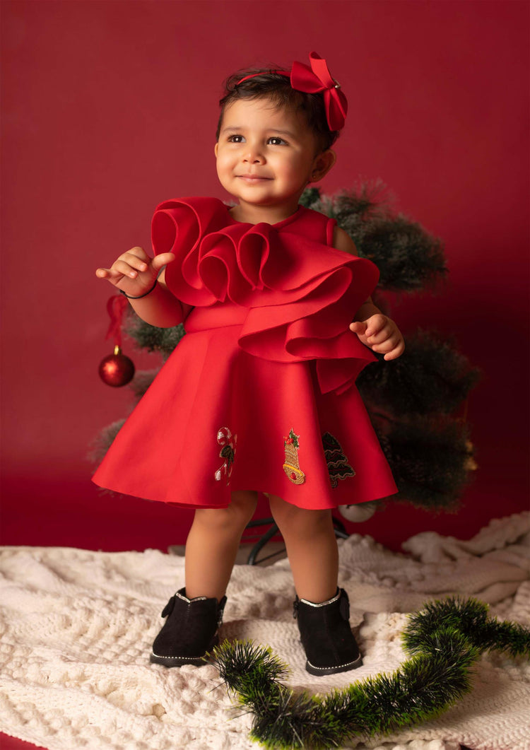 Christmas Ruffle Dress