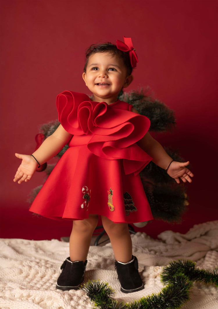 Christmas Ruffle Dress