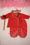 Red Bandhej Morpankh Set