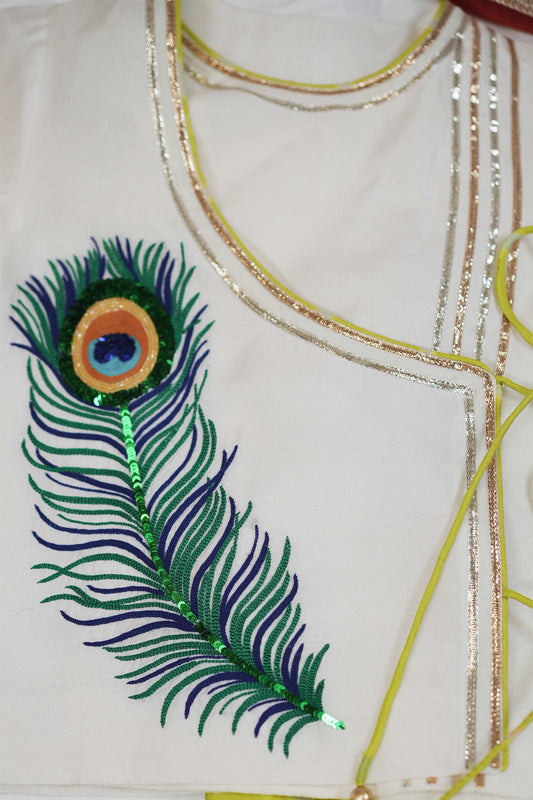 Green Bandhej Morpankh Set