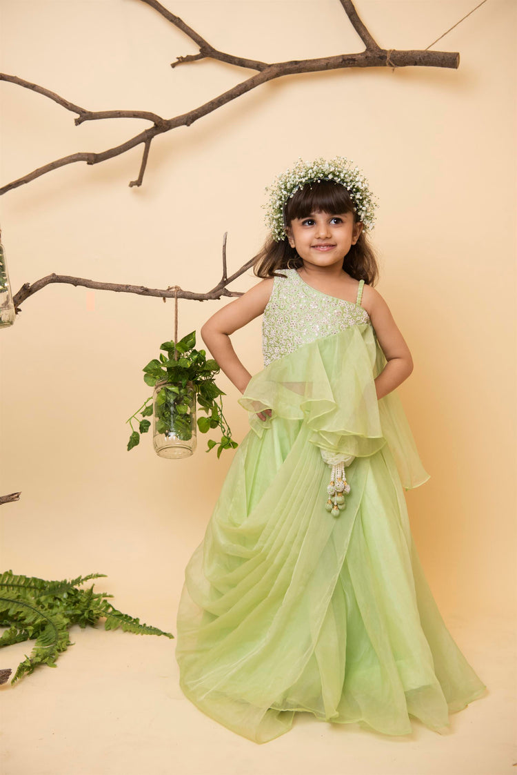 Green Dori Drape Ghaghra Set