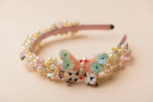 Pearl Embroidered Butterfly Headband