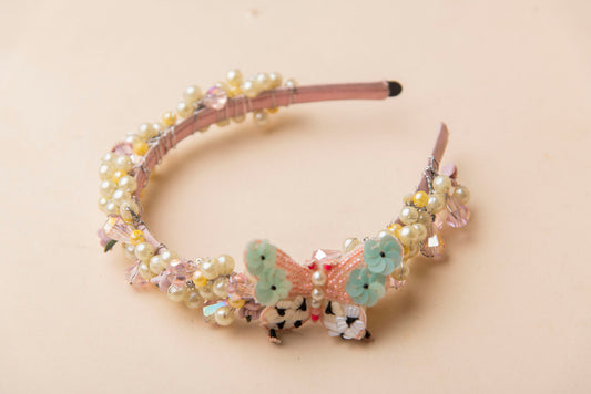 Pearl Embroidered Butterfly Headband