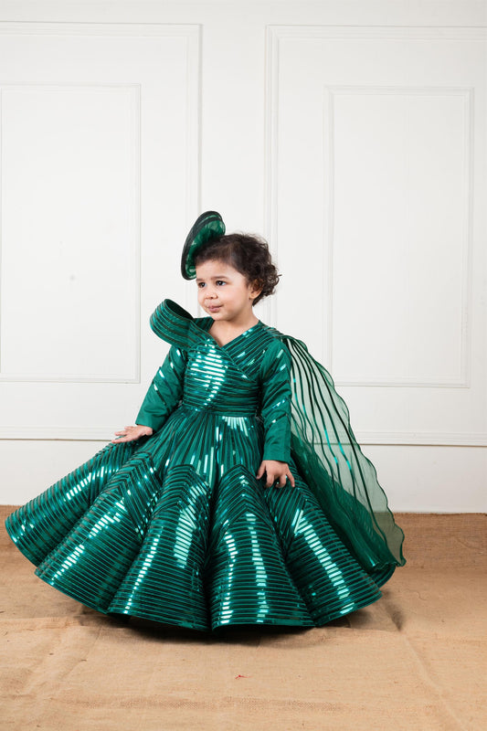 Green Chrome Structure Gown