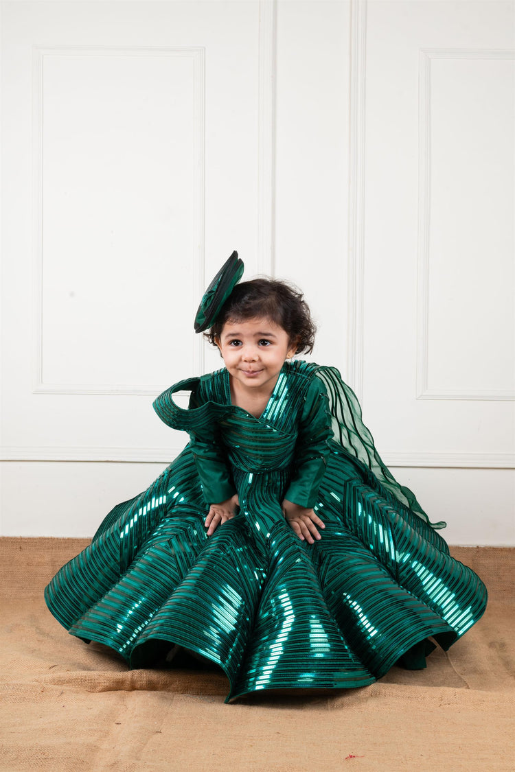 Green Chrome Structure Gown