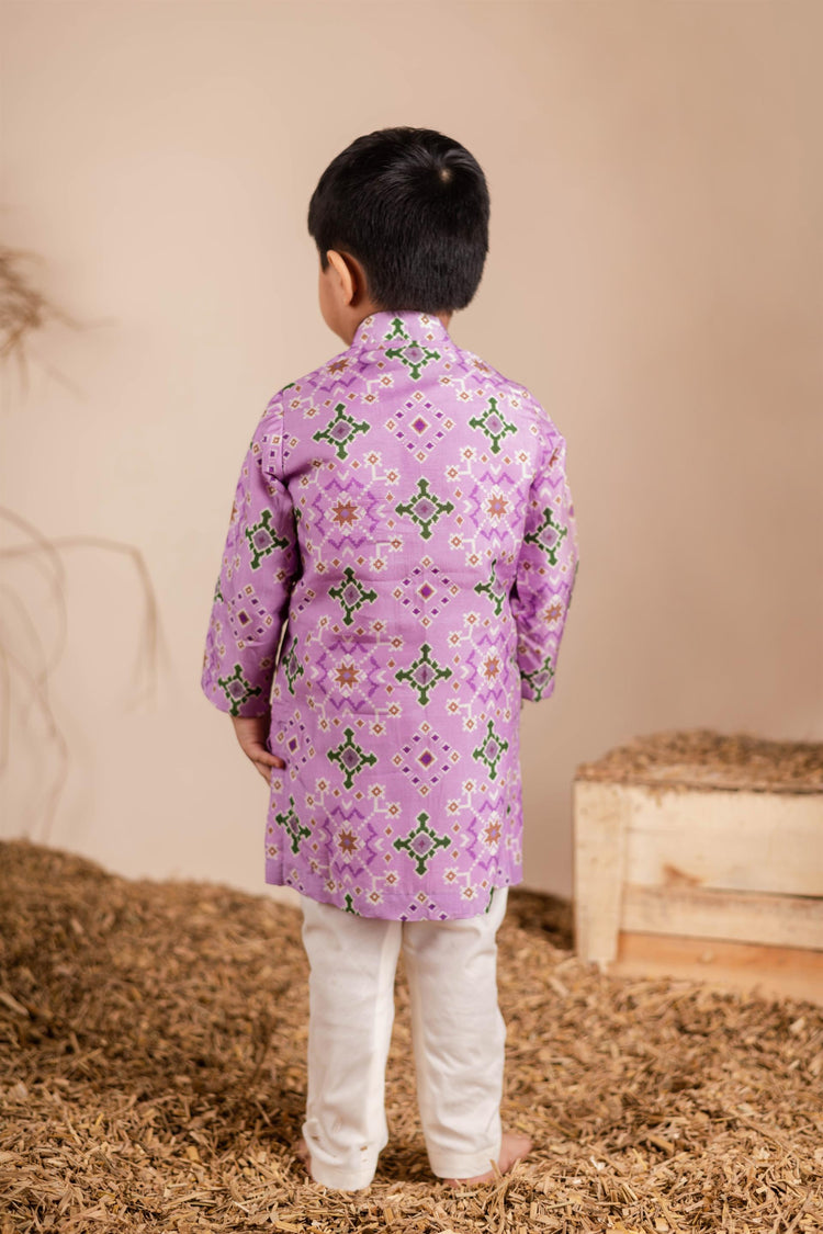 Lilac Ikkat Kurta Churidaar