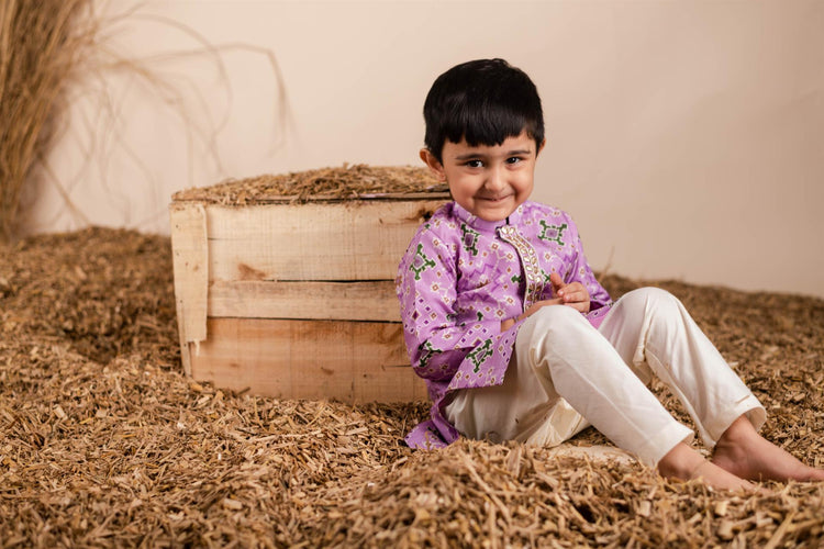 Lilac Ikkat Kurta Churidaar