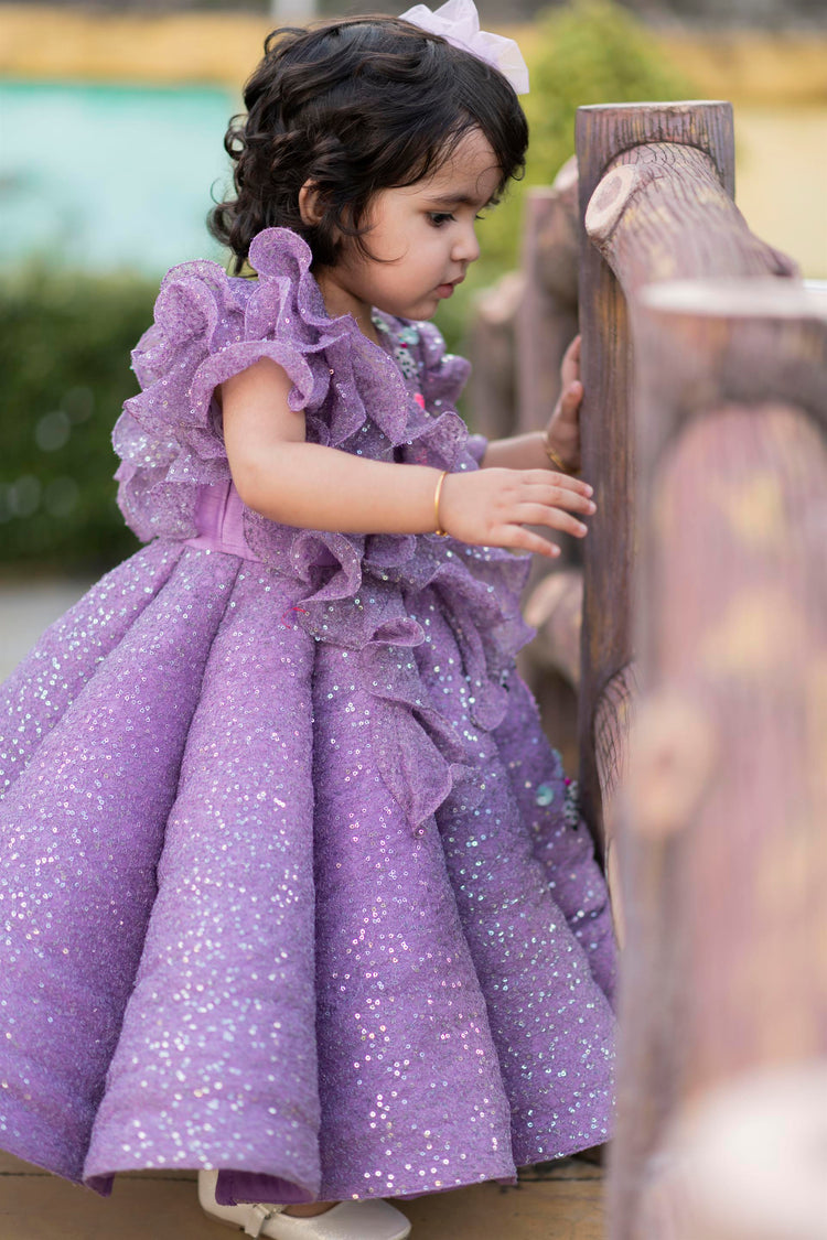 Purple Sequins Structure Gown