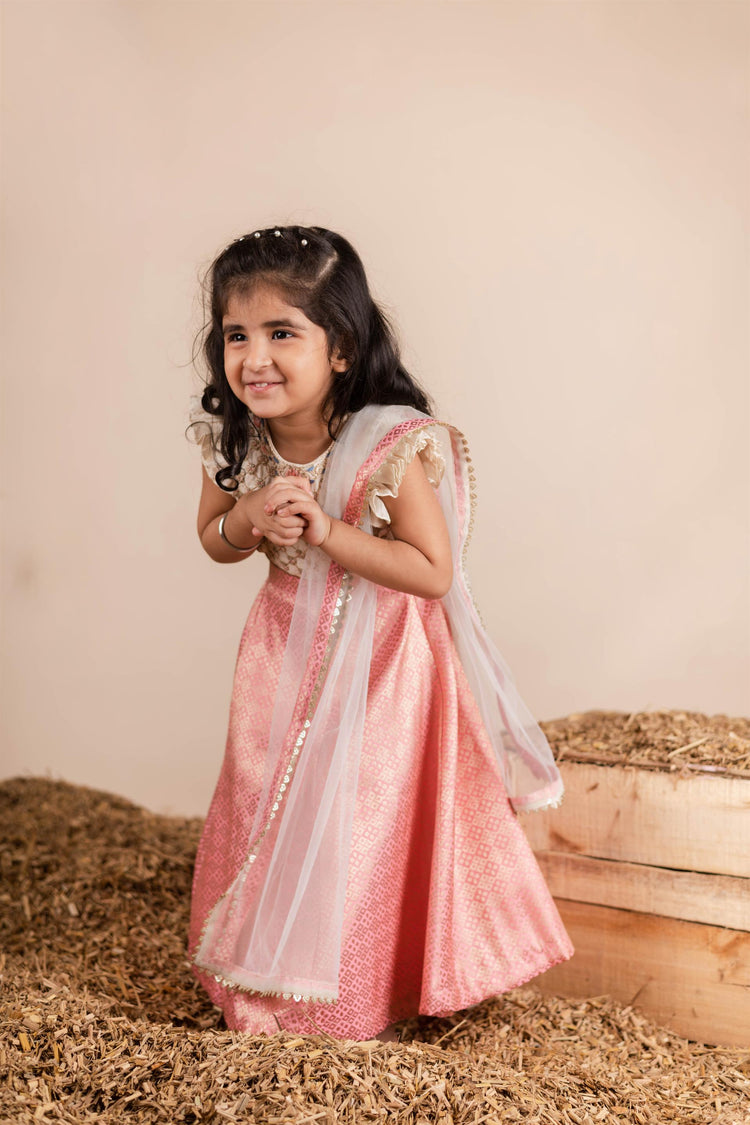 Pink Brocade Ghaghra