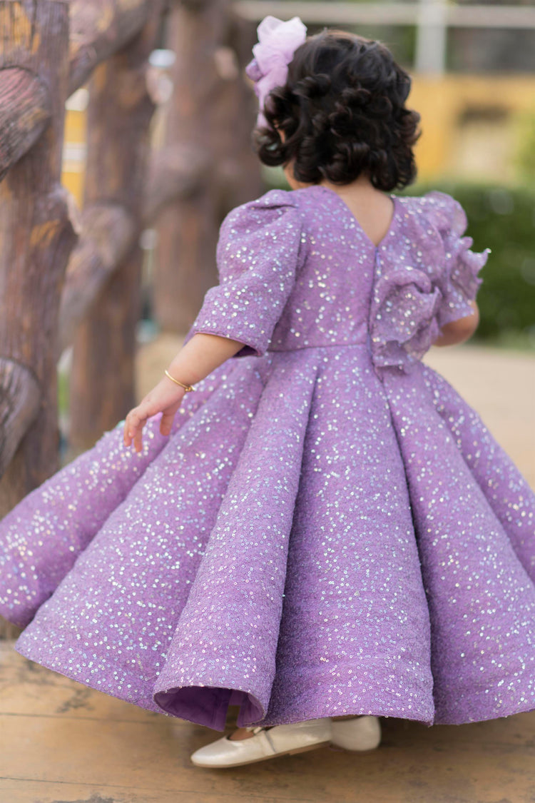 Purple Sequins Structure Gown