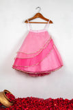 Pink Ombre Shaded Embroidered Flower Ghaghra