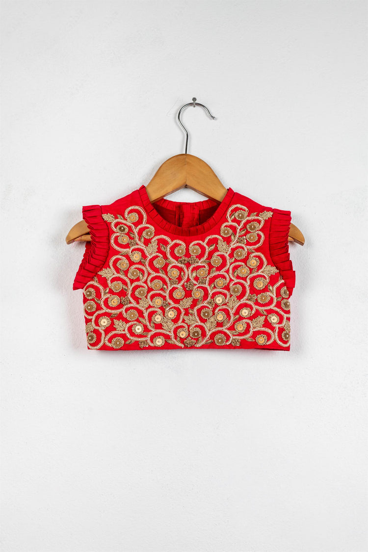 Red Dori Embroidered Top with Palazzo