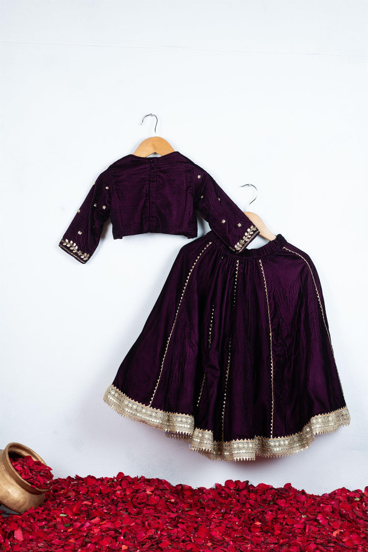 Wine Gota Embroidered Ghaghra Set