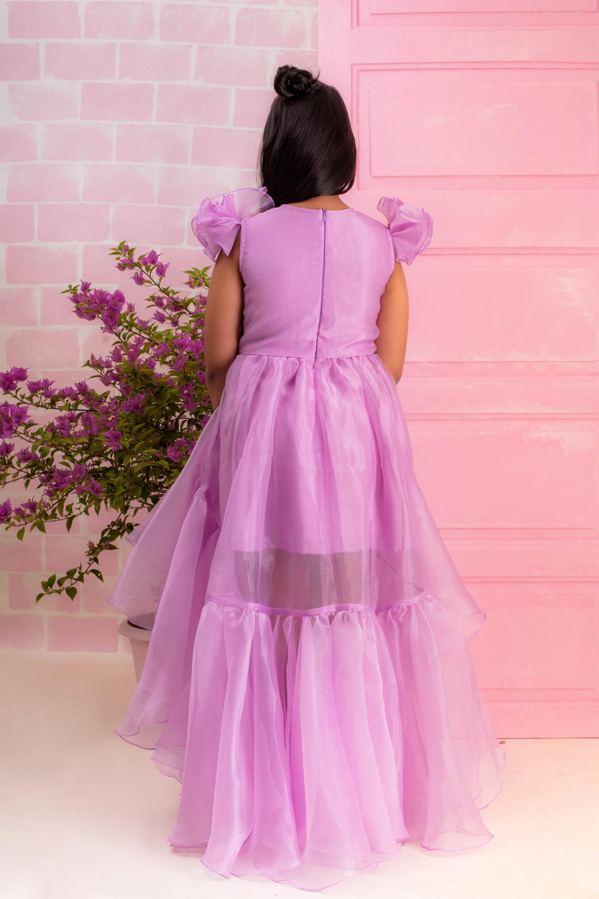 Lavender Floral Embroidered High Low Gown Lil Angels Lavender Floral Embroidered High Low Gown Lil Angels