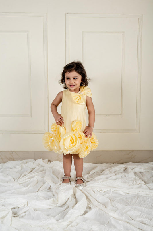 Yellow Organza Flower Dress