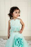 Sea Blue Sequinced and feather Ghaghra
